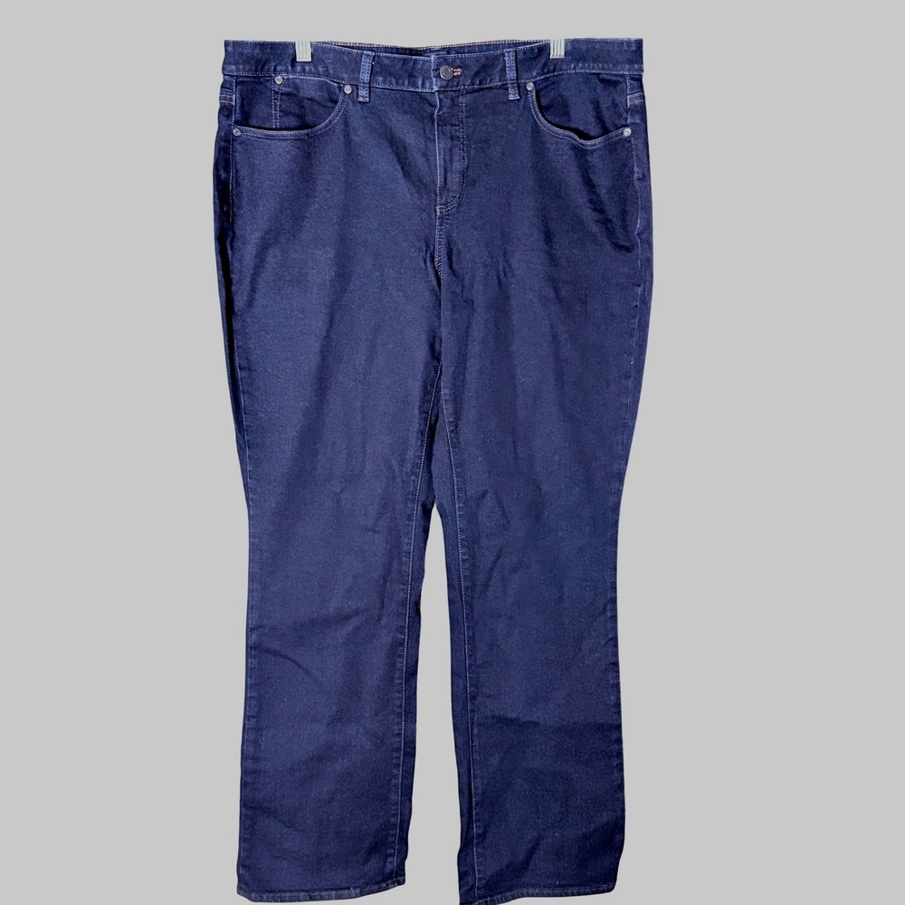 Timeless Talbots Woman Heritage Straight Leg Jeans 18W Dark Wash Indigo Denim
